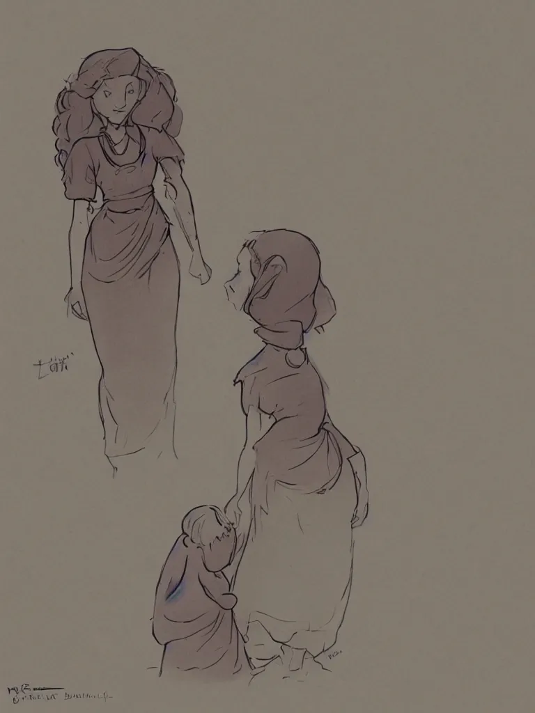 Prompt: mother, inspired by disney concept artists, blunt borders, rule of thirds