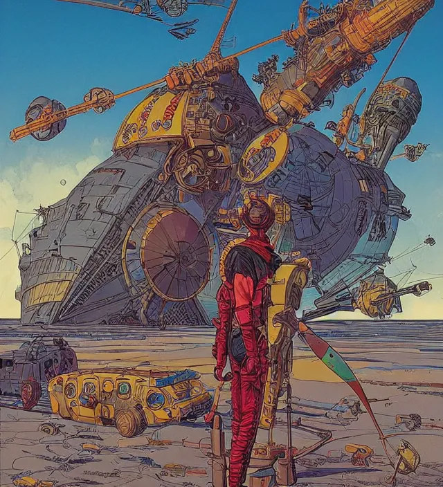 Image similar to atompunk / decopunk powered in the style of jean giraud in the style of moebius trending on artstation deviantart pinterest detailed realistic hd 8 k high resolution