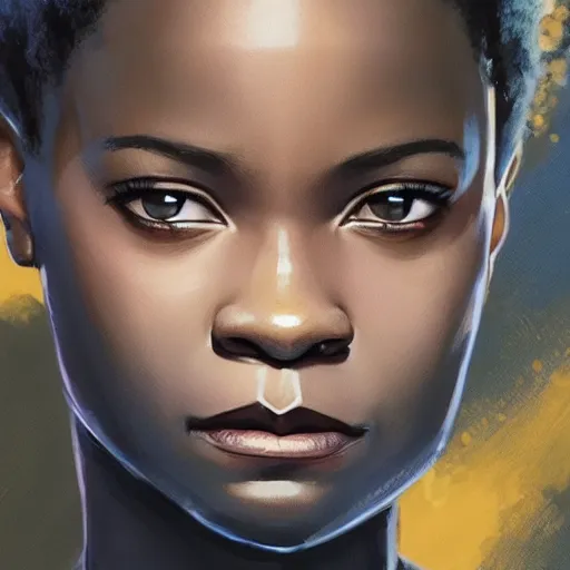 Prompt: half - electric letitia wright as black panther, cute - fine - face, pretty face, oil slick hair, realistic shaded perfect face, extremely fine details, realistic shaded lighting, poster by by ilya kuvshinov katsuhiro otomo, magali villeneuve, artgerm, jeremy lipkin and michael garmash and rob rey