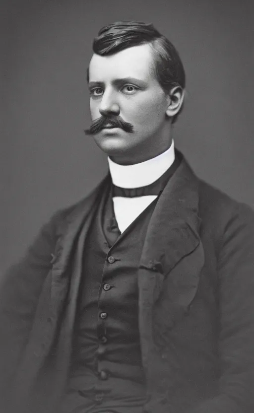 Image similar to portrait of a victorian politician, wearing a suit, detailed face, male, victorian, highly detailed, cinematic lighting, photograph by samuel walker