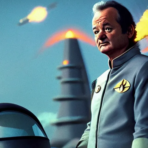 Image similar to bill murray as a starship captain,