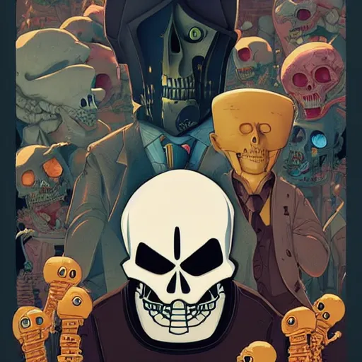 Prompt: a study of cell shaded portrait of Grim Fandango concept art, llustration, post grunge, concept art by josan gonzales and wlop, by james jean, Victo ngai, David Rubín, Mike Mignola, Laurie Greasley, highly detailed, sharp focus, alien, Trending on Artstation, HQ, deviantart, art by artgem