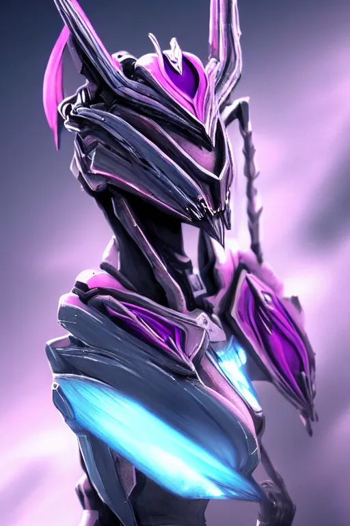Image similar to cinematic bust shot, hyperdetailed elegant beautiful stunning giant robot mecha hot female goddess dragon, sharp spines, sharp metal ears, smooth purple eyes, smooth fuschia skin, smooth silver armor, nebula size, space, epic proportions, epic scale, warframe fanart, macro giantess, furry art, dragon art, goddess art, giantess art, furaffinity, octane
