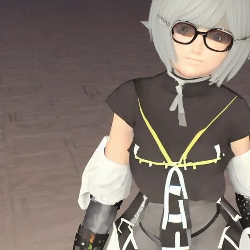 Prompt: Walter White cosplaying as 2B, Nier Automata, 2B's black dress, screenshot