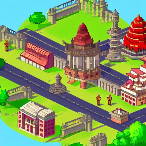 Prompt: a yogyakarta city in pixel art game style