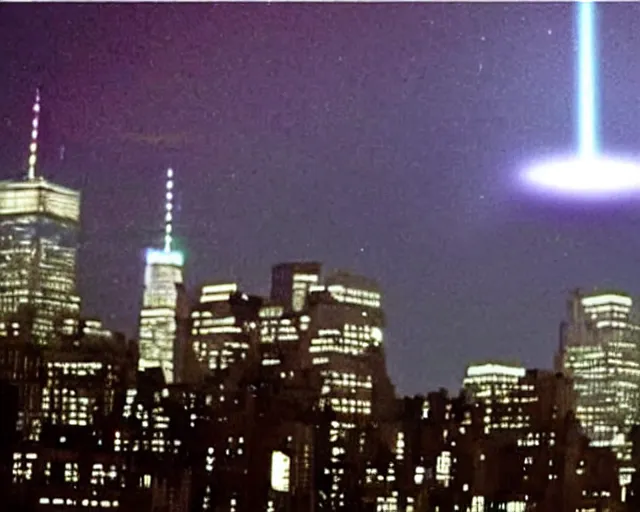 Image similar to [alien invasion] ufo footage spotted at new york city. there is explosions all over the city. 9/11 inspired. archangel invasion.