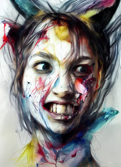 Prompt: pikachu of teeth by agnes cecile