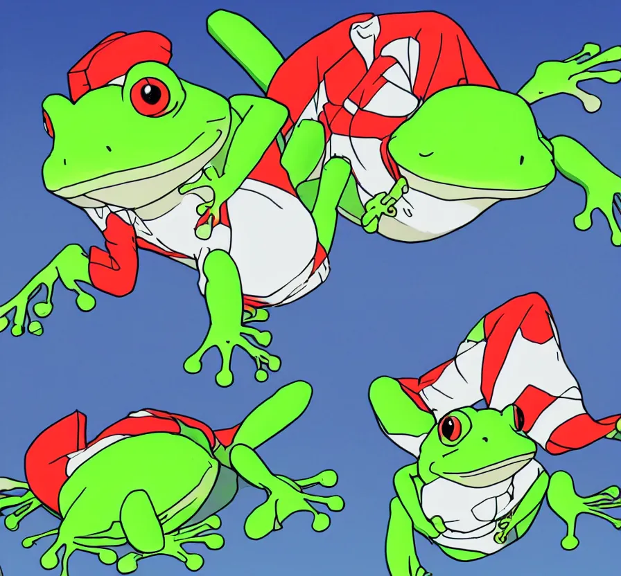 Prompt: animated chini frog wearing a anime sailor uniform, cell - shaded, well - designed, cinematics lighting, colorful, chibi proportion