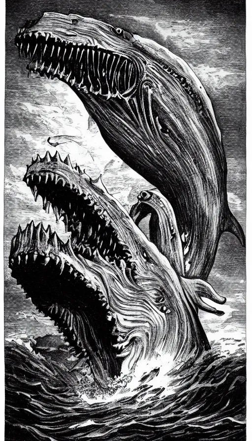 Prompt: a pentax photograph of a monstrous horror whale, sharp teeth, giant mouth, dark fantasy horror art