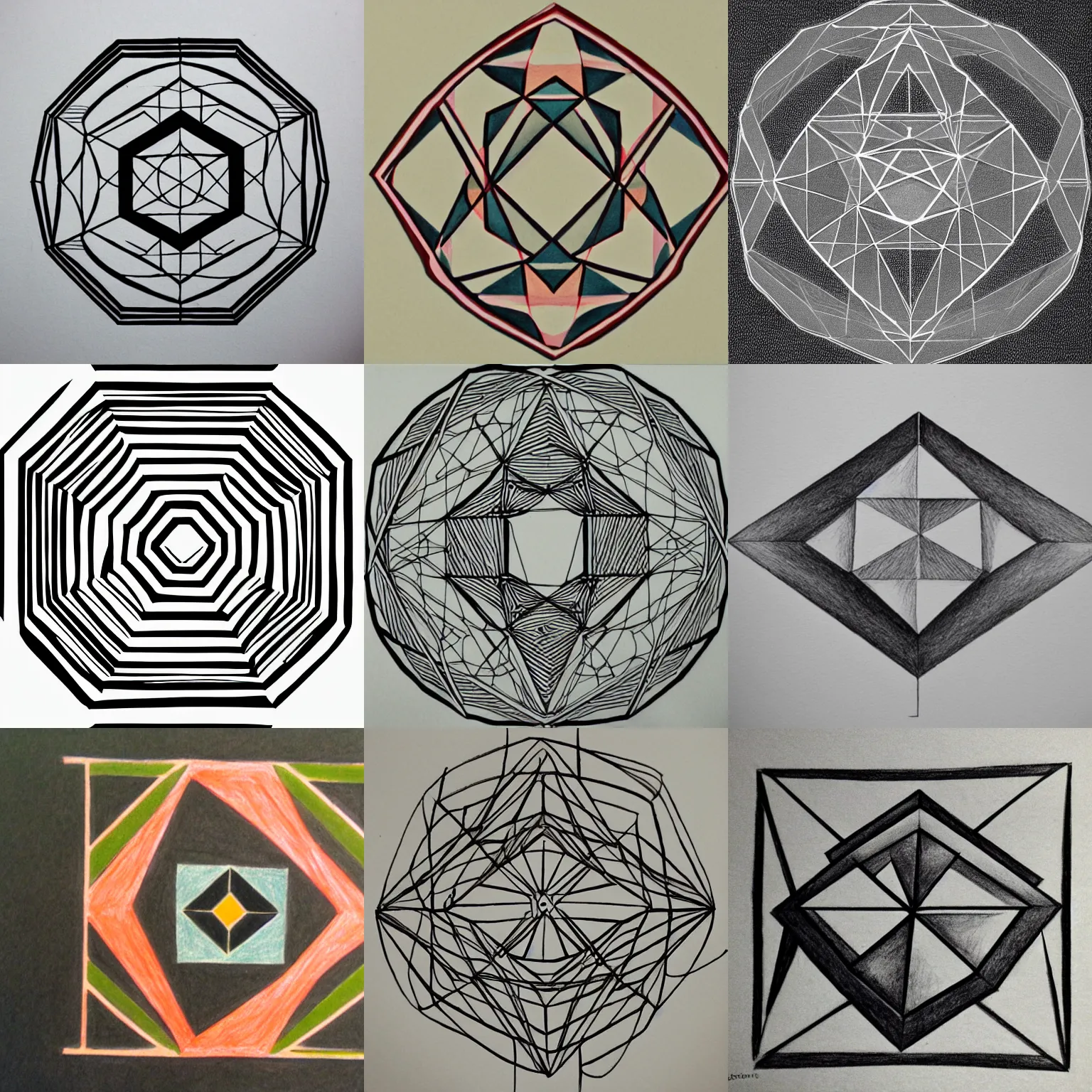 Prompt: geometric pentagon, drawing