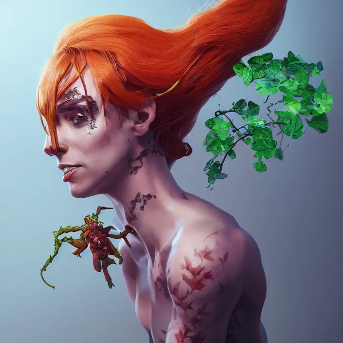 Image similar to portrait of Melanie C as a Poison Ivy. intricate artwork. by Tooth Wu, wlop, beeple, dan mumford. octane render, trending on artstation, greg rutkowski very coherent symmetrical artwork. cinematic, hyper realism, high detail, octane render, 8k