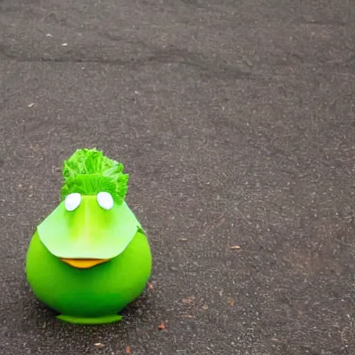 Image similar to a cabbage dressed as a duck