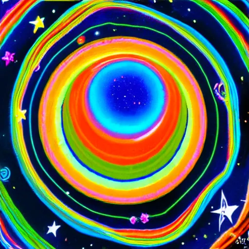 Prompt: candyland Saturn in deep space