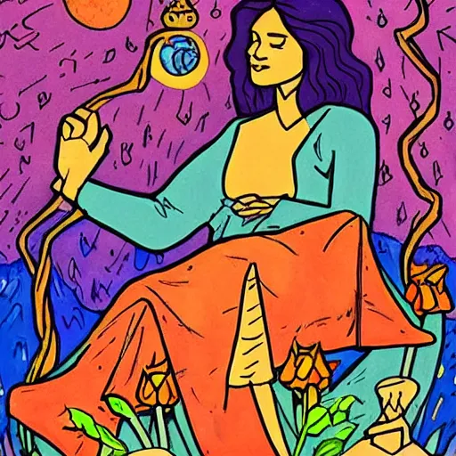 Image similar to alternative tarot card for stimulating active imagination for the purpose of introspection, in the style of erin hanson