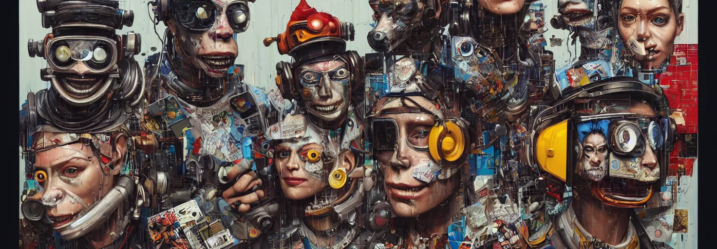 Prompt: a portrait of four anthropomorphic cyberpunk monkeys wearing a crash helmet by sandra chevrier, by jon foster, detailed render, epic composition, cybernetics, 4 k realistic, tape deck, cryengine, realistic shaded lighting, sharp focus, masterpiece, by enki bilal