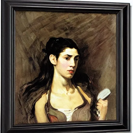 Prompt: portrait of a sci - fi woman, by eugene delacroix