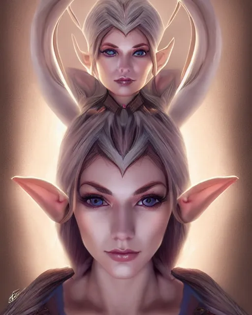 Image similar to beautiful female elf with shimmering hair, symmetrical face and eyes, by Jana Schirmer, cgsociety