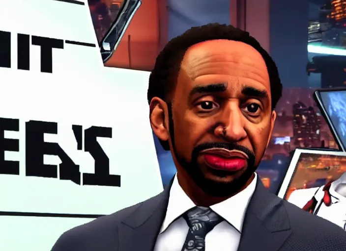 Image similar to stephen a smith in grand theft auto 5, gta, ps 4 gameplay