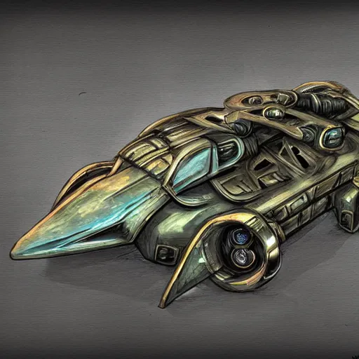 Image similar to planescape art style retrofuturism car concept