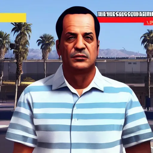 Prompt: Member of the Israeli Knesset Mansour Abbas GTA 5 loading screen, illustration