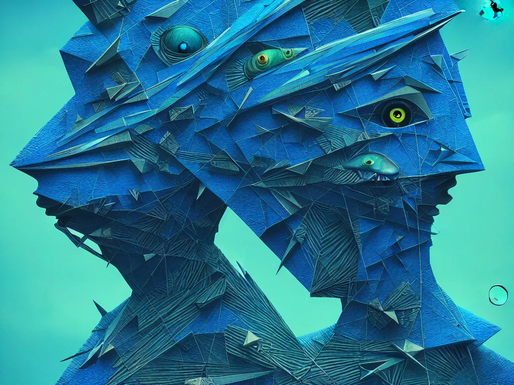 Prompt: highly detailed photo of anomalia, trending on deviantart, neo surrealism, sharp focus, blue pallete, octane, masterpiece, art by max ernst