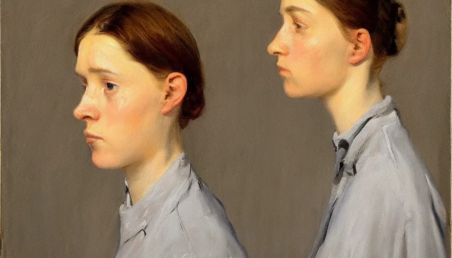 Prompt: painting by borremans, young woman, detailed, stunning