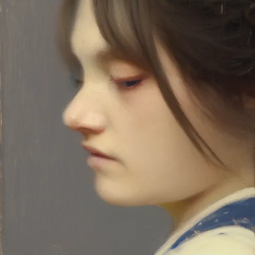 Prompt: girl with pigtails, in kimono, closeup portrait frontview, ethereal, jeremy lipking, tim rees, joseph todorovitch