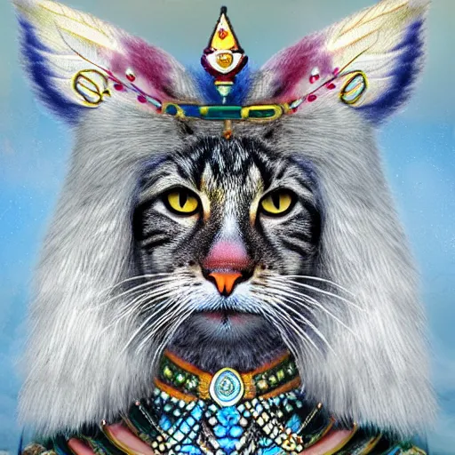 Prompt: create a indian king cat looking like it came from heaven