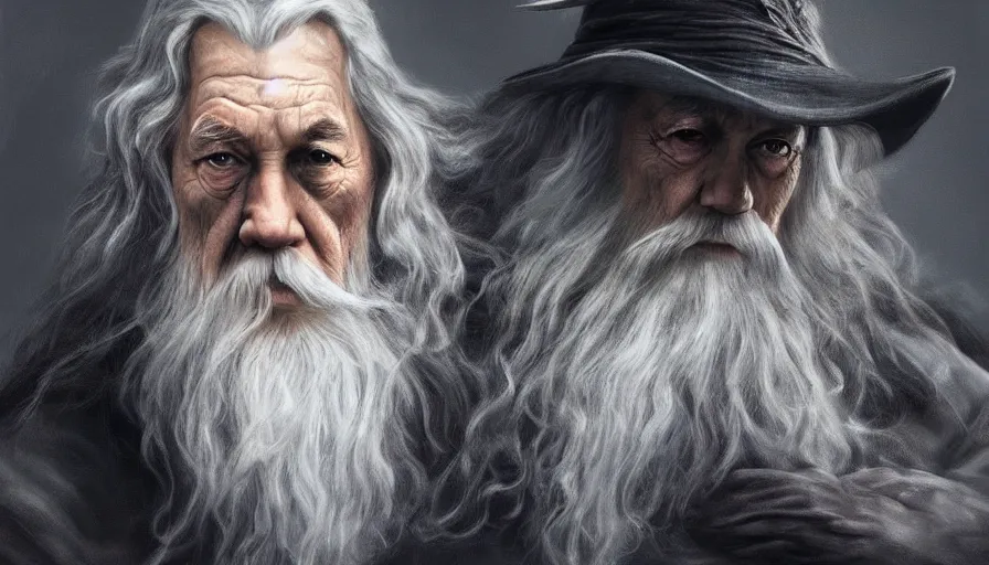 Image similar to Gandalf the black, beautiful realistic artwork on artstation