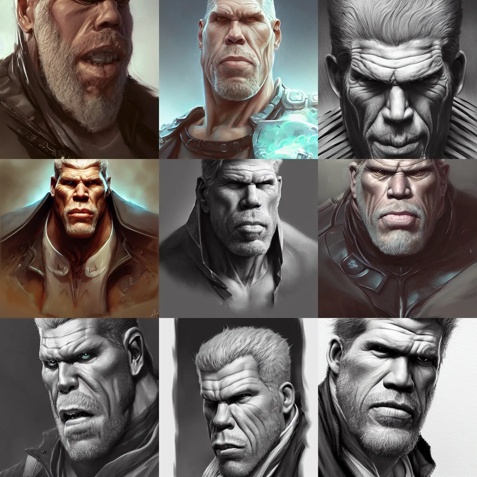 Prompt: ron perlman, by artgerm and Greg Rutkowski, digital art, fantasy, D&D, trending on artstation, character design, character concept, illustration, concept art, sharp focus, smooth, very detailed, fantasy art