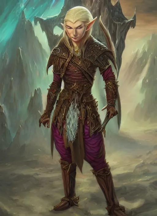 Prompt: pale elf, ultra detailed fantasy, dndbeyond, bright, colourful, realistic, dnd character portrait, full body, pathfinder, pinterest, art by ralph horsley, dnd, rpg, lotr game design fanart by concept art, behance hd, artstation, deviantart, hdr render in unreal engine 5