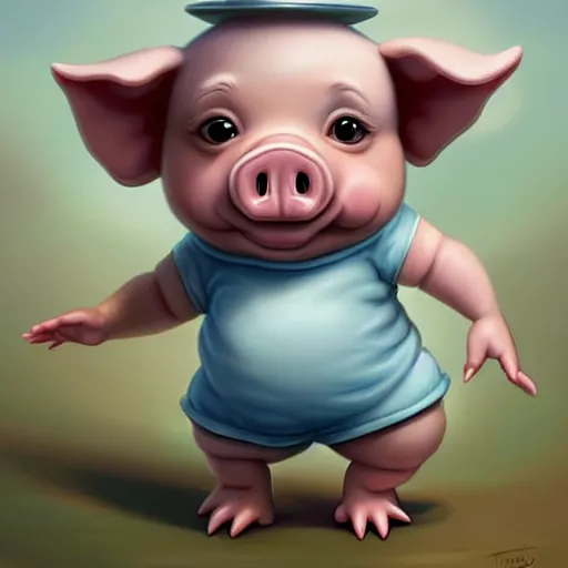 Prompt: cute little anthropomorphic funny female pig wearing shorts and a pale blue shirt!! tiny!! fully clothed!!! small, short, cute and adorable, character art portrait, matte fantasy painting, deviantart artstation, by jason felix by steve argyle by tyler jacobson by peter mohrbacher, cinema