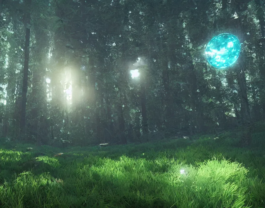 Image similar to flying geometric shiney circle in forest, 3 d graphics, fantasy artwork, very beautiful scenery, hd, hdr, ue 5, ue 6, unreal engine 5, cinematic 4 k wallpaper, 8 k, ultra detailed, by popular digital, details, beautiful image ever created, high resolution, artstation, award winning