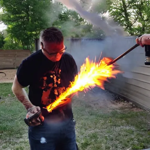 Image similar to crack addicts torching things with handheld propane torches