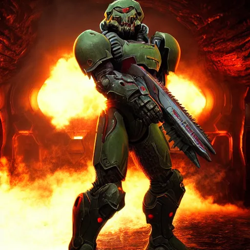 Image similar to doom slayer from doom eternal, photography