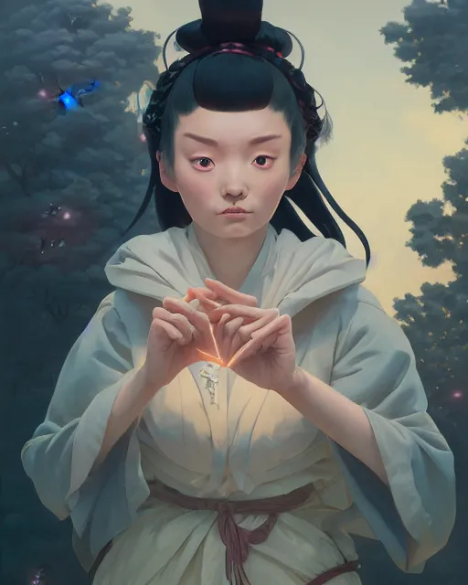 Prompt: highly detailed surreal vfx portrait of nezuko kamado from demon slayer, stephen bliss, unreal engine, greg rutkowski, loish, rhads, beeple, makoto shinkai and lois van baarle, ilya kuvshinov, rossdraws, tom bagshaw, alphonse mucha, global illumination, detailed and intricate environment