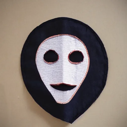 Prompt: textile cutout of a creepy face