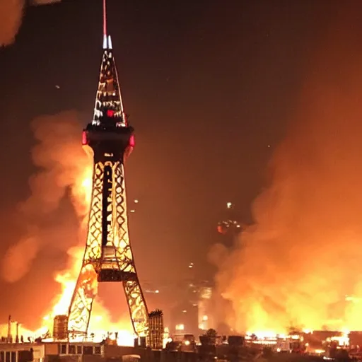 Image similar to effiel tower on fire