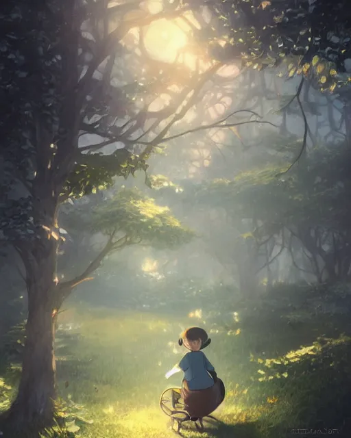 Image similar to over the garden wall, medium shot, visible face, detailed, perfectly shaded, perfectly shaded face, atmospheric lighting, by makoto shinkai, stanley artgerm lau, wlop, rossdraws