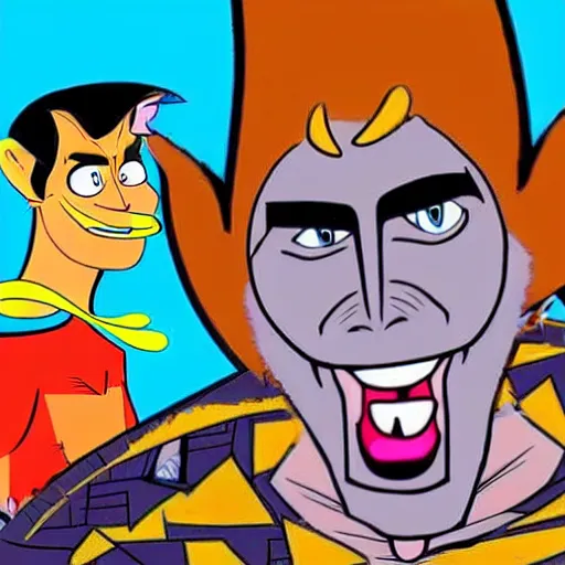 Image similar to willem dafoe in a 6 0's hanna barbera adventure show cartoon, limited animation, in the style of stephen destefano and jackson publick - h 7 6 8