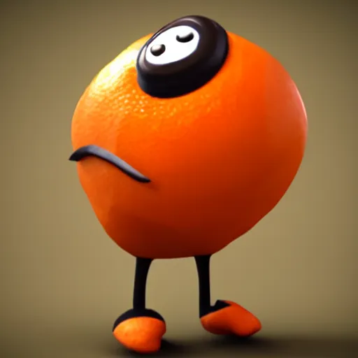 Prompt: an anthropomorphic orange pear with arms, legs and mustache, unreal engine 5