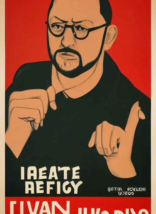 Image similar to Portrait Jean Reno gesture,look of hate, threatening pose, 1940s propaganda poster, full hd,highly detailed