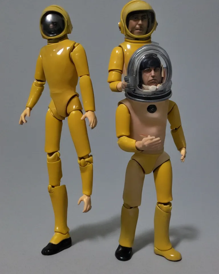 Prompt: photo of a kenner 1 9 8 0's action figure, heroically proportioned, young face, space helmet, five points of articulation, sci - fi, 8 k, full body