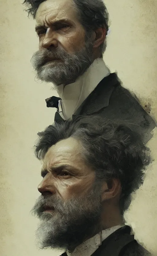 Prompt: Portrait of a middle-aged victorian industrialist, male, detailed face, 19th century, highly detailed, cinematic lighting, digital art painting by greg rutkowski