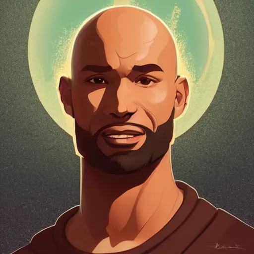 Prompt: a bald terrence boyd as a saint with halo, clean cel shaded vector art. shutterstock. behance hd by lois van baarle, artgerm, helen huang, by makoto shinkai and ilya kuvshinov, rossdraws, illustration,