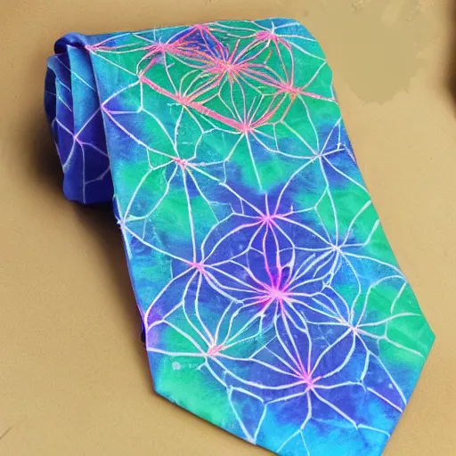 Prompt: boho tie dye flower of life design