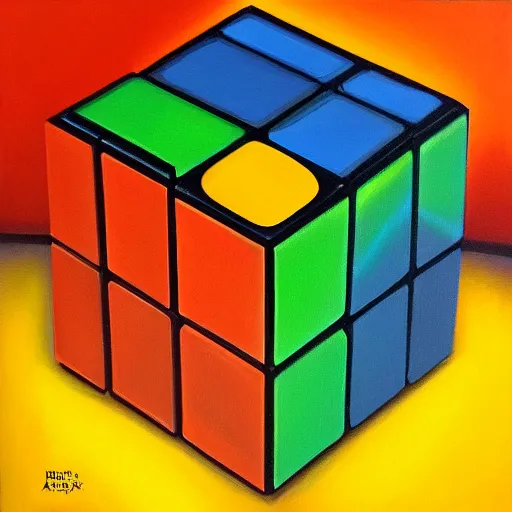Image similar to A Rubik's cube, trending on artstation, oil on canvas