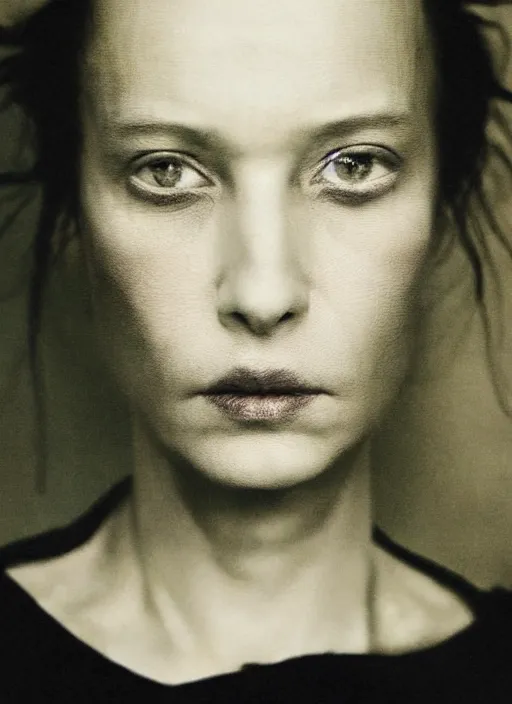 Prompt: portrait of a woman with melancholy and mystery, by paolo roversi, award - winning photography, concept art