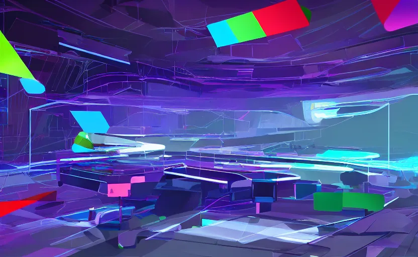 Prompt: chromesthesia music environment, concept art