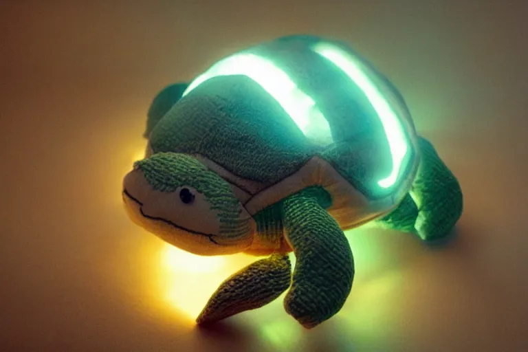 Prompt: turtle plushie in cyberspace, in 2 0 5 5, y 2 k cybercore, industrial low - light photography, still from a ridley scott movie